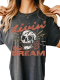 Livin' the dream skull comfort colors graphic tee | retro grunge garment dyed shirt Hoodie, Sweatshirt | GrindPrints.com