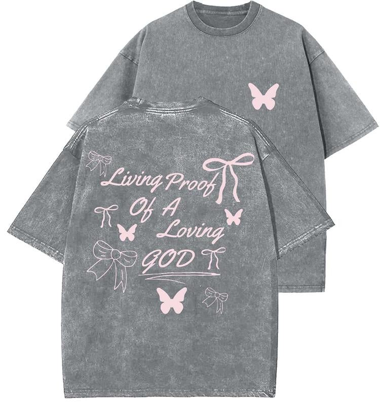 Living Proof Of A Loving God Unisex Washed T-Shirt, Christian t shirts, Vintage 90s Graphic Tee, Gift Top Womenswear...