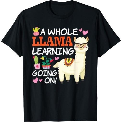 Llama Learning T Shirt Teachers Students Alpaca Lovers Gift T-Shirt Made in USA Hoodie, Sweatshirt | GrindPrints.com