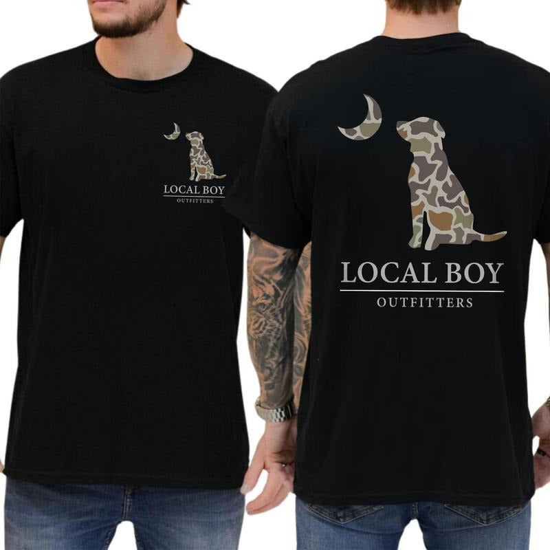 Local Boy Outfitters Camo Dog Shirt Soft Fabric Short Sleeve Shirt Cotton Top Menswear Hoodie, Sweatshirt | GrindPrints.com