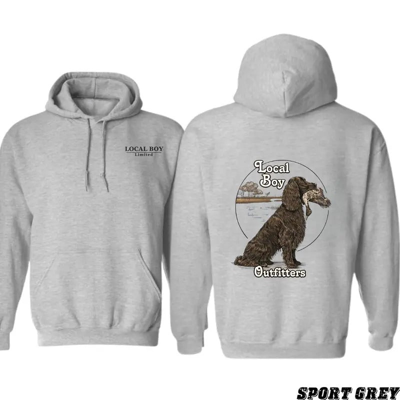 Local Boy Outfitters Dog Print Hoodie - Rustic Brown Retriever Design , Comfortable and Stylish White Pullover for...