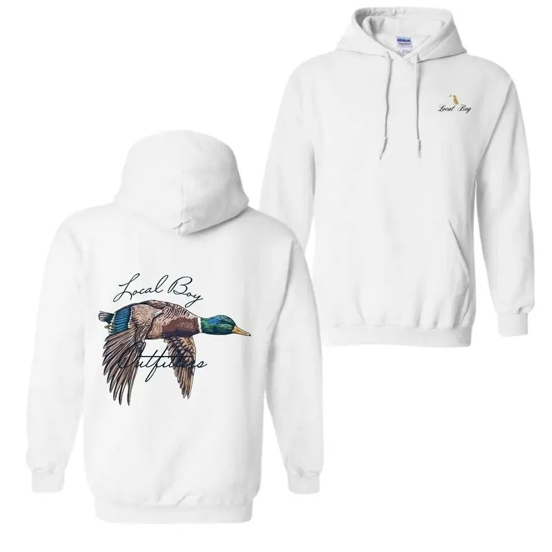 Local Boy Outfitters Hoodie - Mallard Duck Flying Graphic, Perfect for Waterfowl Hunters and Outdoor Lifestyle Fans...
