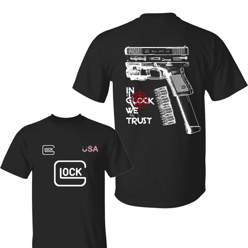 Lock USA 2 Side T-Shirt, In Glock We Trust Shirt, Sarcastic Graphic Tee, Unisex Classic Cotton Tee All Sizes, Gift For...