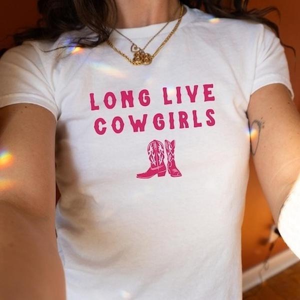 Long Live Cowgirls Baby Tee Country I Love Cowboys Shirt Collar Cotton Hoodie, Sweatshirt | GrindPrints.com