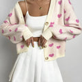Long Sleeve Print Button Front V Neck Knit Sweater Cardigan T-Shirts, Hoodie, Sweatshirt | GrindPrints.com