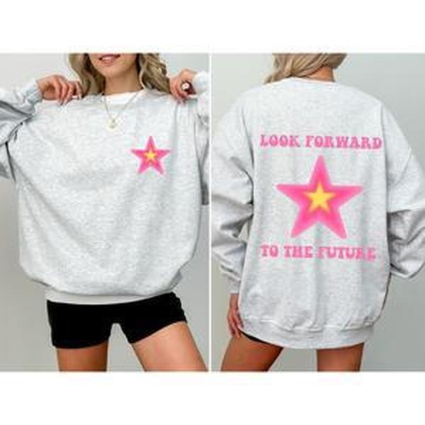 Look Forward To The Future, Retro, Aesthetic, Y2K Sweatshirt, Women's Crew Neck, Crewneck T-Shirts, Hoodie | GrindPrints.com