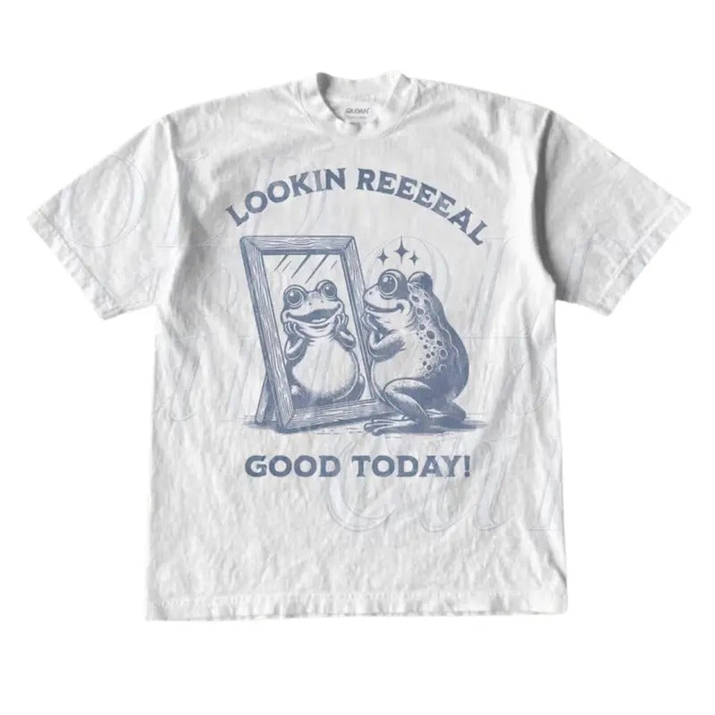 Looking Real Good Today Vintage Style Frog T-Shirt, Retro Funny 90s Unisex Adult Frog Shirt, Funny Toad Graphic Shirts,...