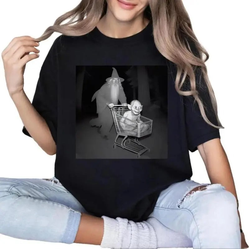 Lord Of The Rings T-Shirt, Gandalf and Gollum Graphic Sweatshirt, Gandalf Hoodie, Gollum Tee, middle-earth shirt, meme...