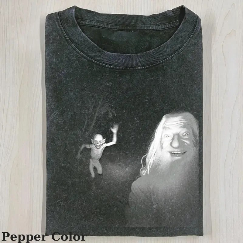 Lord of the Rings Vintage Tee, Gollum Chase Galdalf T-Shirt, Meme Cringe Funny Dumb Shirts, Unisex Movie Shirt Menswear...