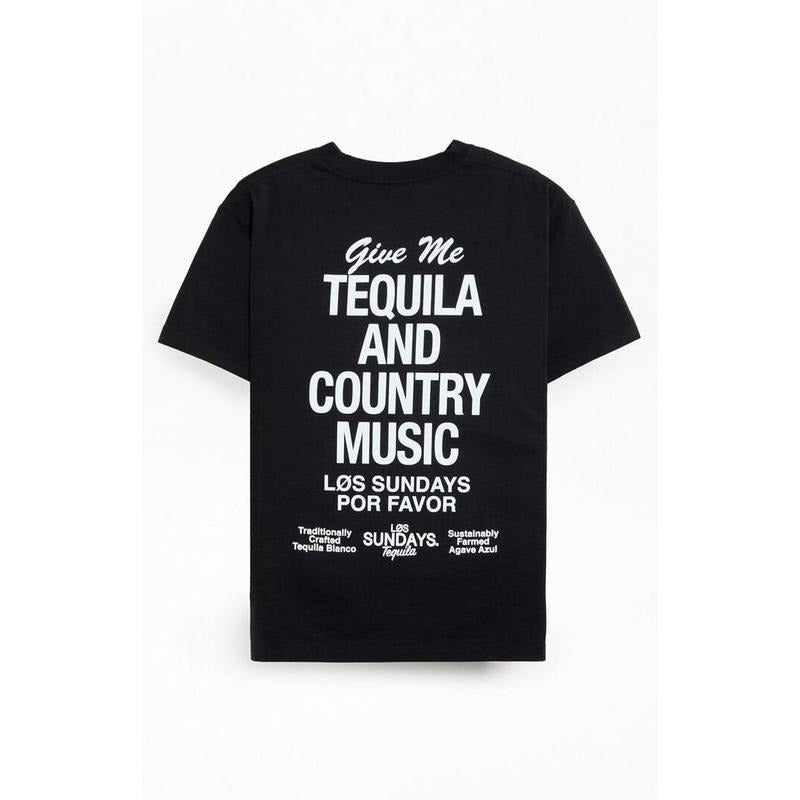 Los Sundays Men's Black The Tequila & Country Music T-Shirt Hoodie, Sweatshirt | GrindPrints.com