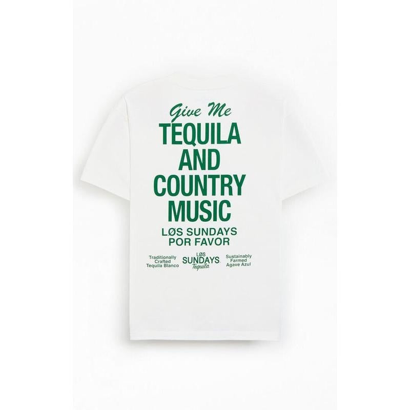 Los Sundays Men's White The Tequila & Country Music T-Shirt - Multicolor Hoodie, Sweatshirt | GrindPrints.com