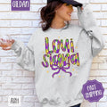 Louisiana Bow Sweatshirt, Coquette Mardi Gras Bow Crewneck, Holiday Women's Sweater T-Shirts, Hoodie | GrindPrints.com