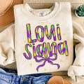 Louisiana Coquette Bow Mardi Gras Mardi Gras Coquette Happy Mardi Gras Fleur De Lis Glitter Brushstroke Hand Drawn T-Shirts, Hoodie, Sweatshirt