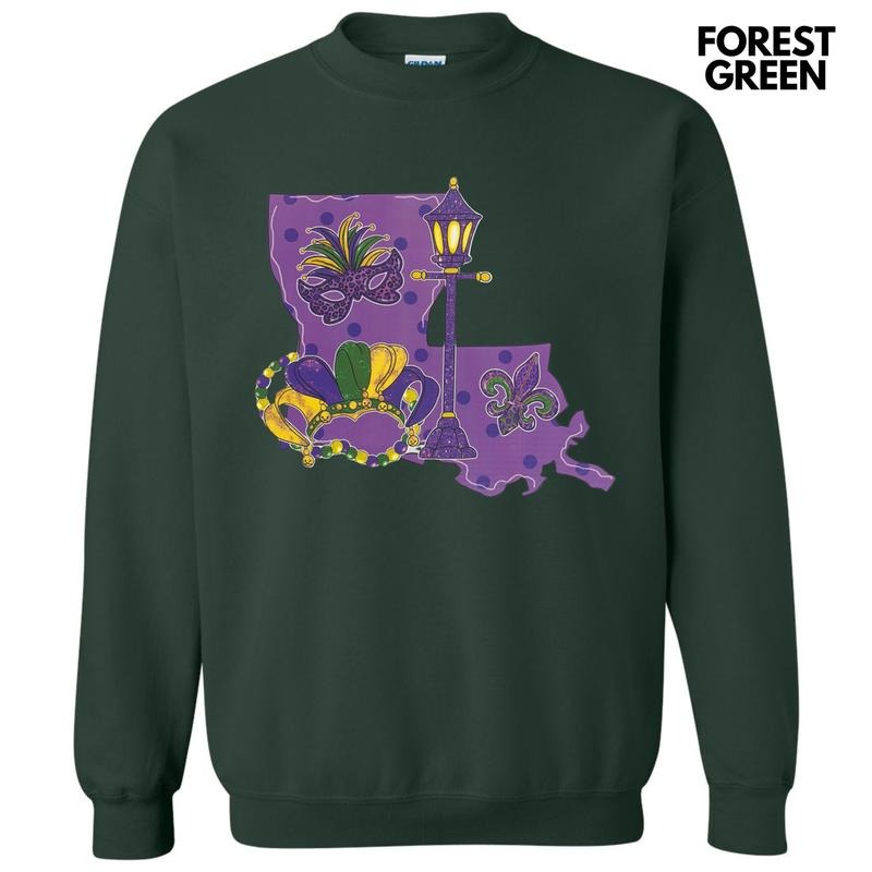 Louisiana Mardi Gras Sweatshirt T-Shirts, Hoodie | GrindPrints.com
