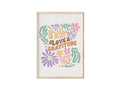 Love And Gratitude Print, Positive Quote Print, Trendy Retro Boho Floral Art, Gifts For Him Her Wall Art, Poster Prints...