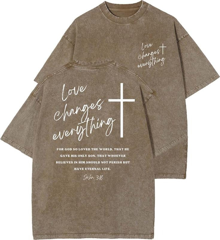 Love Changes Everthing Unisex Washed T-Shirt, Christian t shirts, Vintage 90s Graphic Tee, Gift Top Womenswear Cotton...