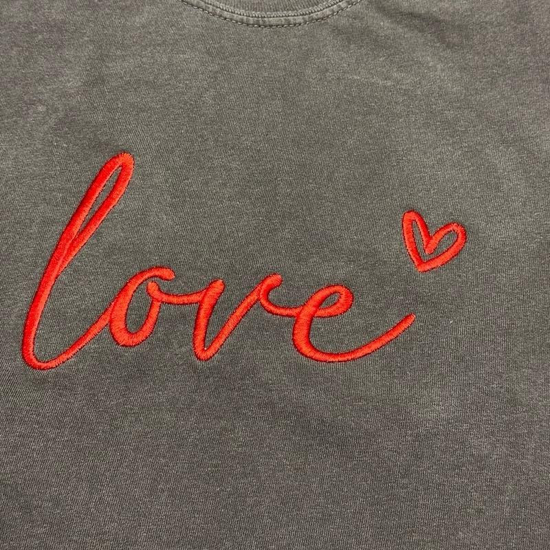 Love Embroidered Crewneck Sweatshirt Perfect and Cozy Casual T-Shirts, Hoodie | GrindPrints.com