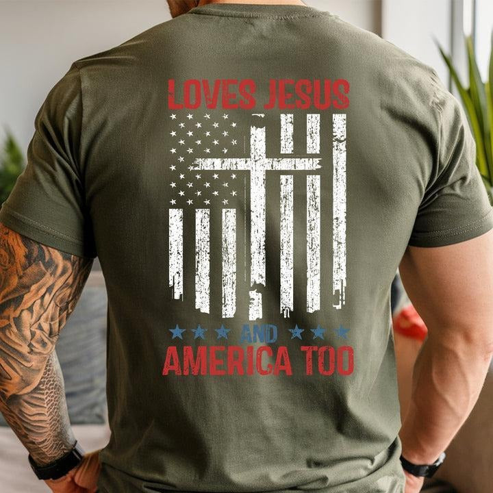 Love Jesus And America Too 4th of July Shirt, Retro 4th July Shirt, Independence Day Shirt, USA  America Tee, Gift for...