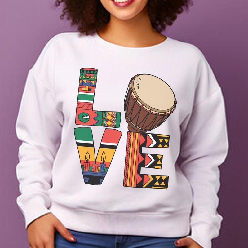 Love Kwanzaa Crewneck Sweater, Africana Traditional Shirt, African American Cultural, Kwanzaa Candles, Kwanzaa African...