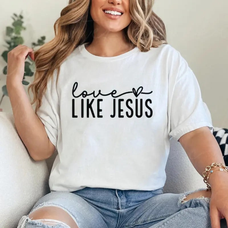 Love Like Jesus Tee Pure Cotton Casual Style Crew Neck Short Sleeve T-Shirt Tops Trendy for Women for Men, Perfect Gift...