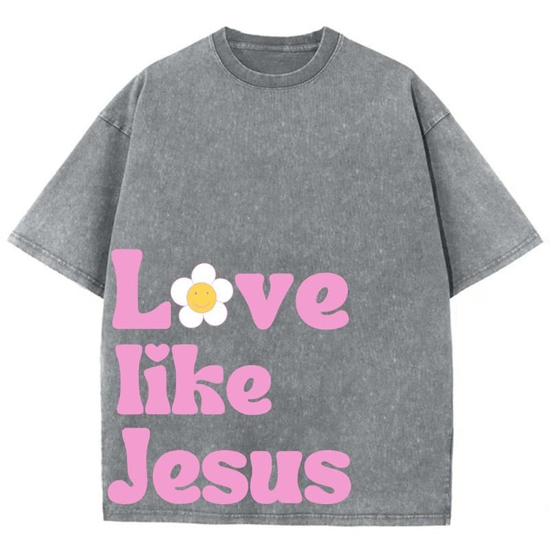 Love Like Jesus Unisex Washed T-Shirt, Christian t shirts, Christian Jesus  t shirts, Vintage 90s Graphic Tee Gift Cotton...