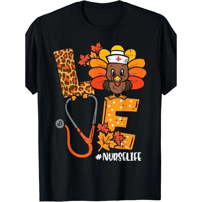 Love Turkey Thanksgiving Nurse Life Fall Top Men T-Shirt Made in USA Hoodie, Sweatshirt | GrindPrints.com