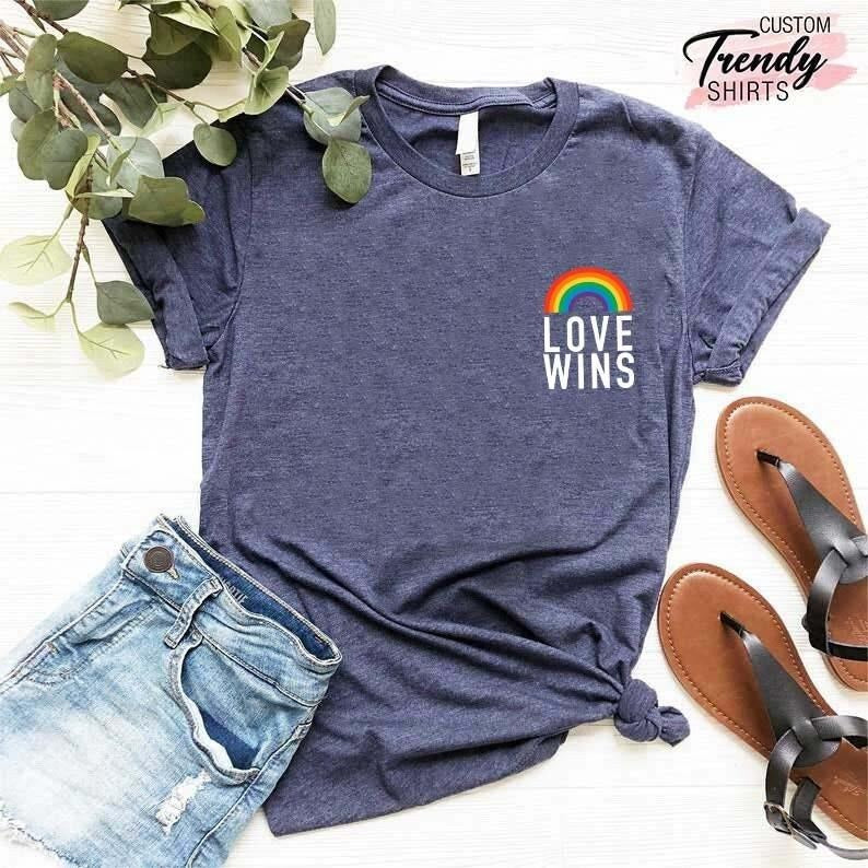 Love Wins Shirt, Rainbow Pride Shirt, Love Wins Pocket Shirt, LGBT Shirt, Pride Pocket Tee, Love is Love Shirt, Love Wins...