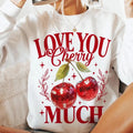 Love You Cherry Much Sweatshirt, Valentine Coquette Heart Shirt, Cherry Love Gift, Aesthetic Valentines, Unisex Long...