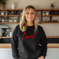 Love with Heart Crewneck Sweatshirt Comfortable Casual Womenswear Everyday T-Shirts, Hoodie | GrindPrints.com