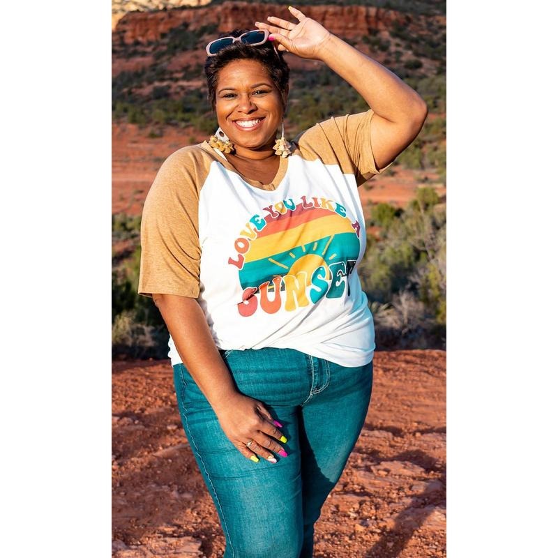 Love you Like a Sunset V-Neck Knit Spandex T-Shirts, Hoodie, Sweatshirt | GrindPrints.com