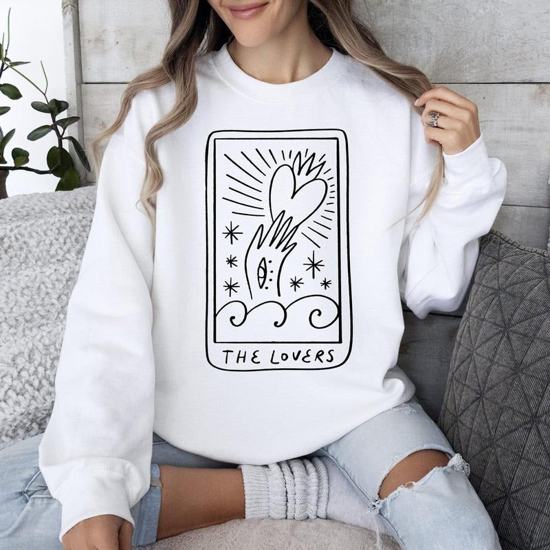 Lovers Tarot, Mystical, Magic, Sweatshirt, Valentine's Day, Crew Neck, Women's, Crewneck, Valentine's Day, Love, Heart,...