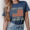 Loves Jesus and America Too t shirt Spiritual women tee Religions print tshirt Gifts for religious friends Love like...