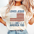 Loves Jesus and America Too t shirt Spiritual women tee Religions print tshirt Gifts for religious friends Love like...