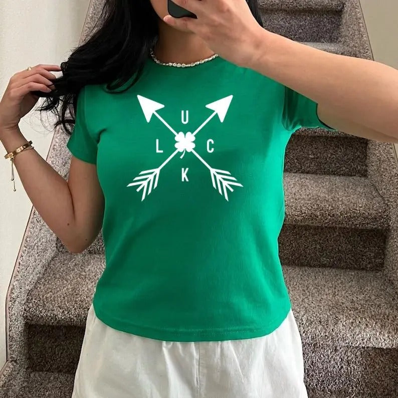 Luck Shirt, Luck Graphic Shirt, Arrow Shirt, St. Patrick's Day Shirt, St. Patrick's Day Baby Tee For Women , St....