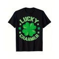 Lucky Charmer St. Patrick'S Day T-Shirt - Men'S Casual Crew Neck, 100% Cotton, Regular Fit with Vibrant Shamrock Print,...