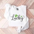 Lucky Clover Sweatshirt, St. Patrick’s Day Green Pullover, Irish Shamrock Crewneck, Festive Holiday Shirt for Women Hoodie
