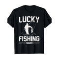 Lucky Fishing Graphic T-Shirt, 100% Cotton Crew Neck Short Sleeve Tee, Casual All-Season Knit Fabric, Geometric Pattern...