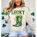 Lucky Girl Tshirt Sweatshirt Hoodie, St Patrick's Day Cowboy Boots Shirt, Green Shamrock Bow, Western Irish Shirt, Unisex...