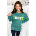 Lucky Ideal Chenille Sweatshirt | St. Patrick's Day Green & White Design Sweatshirt🍀 T-Shirts, Hoodie | GrindPrints.com