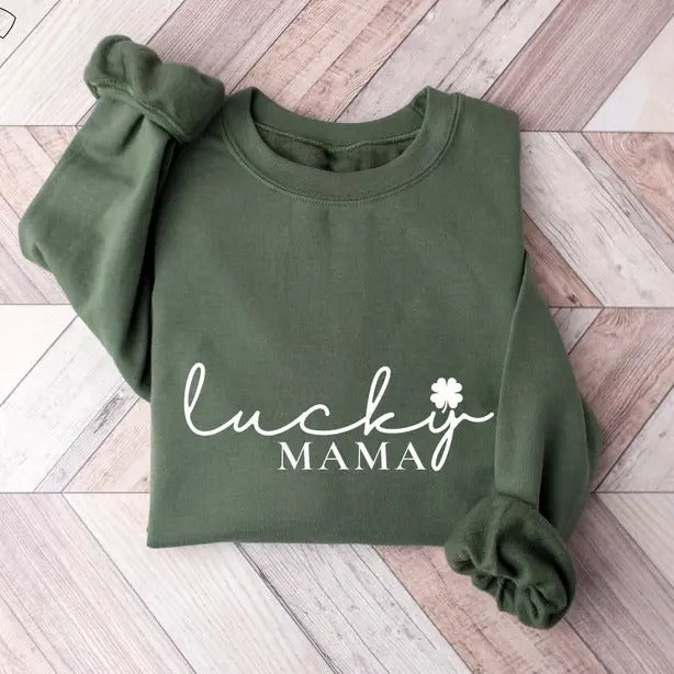 Lucky Mama Sweatshirts, St Patricks Day Tshirt, Mom sweatshirt, Mothe's Days Sweatshirt, Clover shirt, Saint Patricks Day...