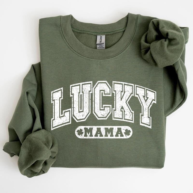 Lucky Mama, Retro, St Patrick's Day Sweatshirt T-Shirts, Hoodie | GrindPrints.com