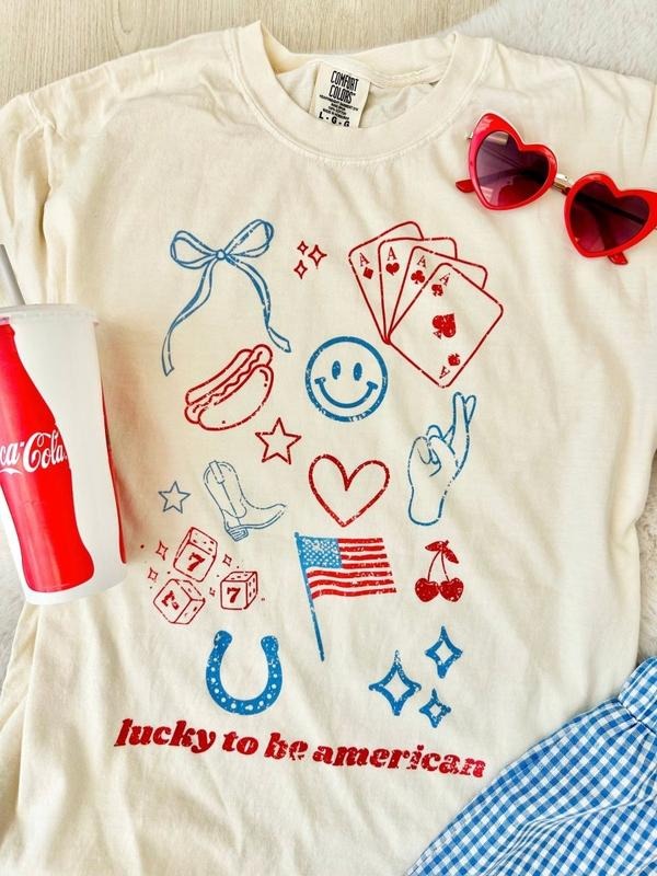 'Lucky To Be American' T-Shirt Hoodie, Sweatshirt | GrindPrints.com