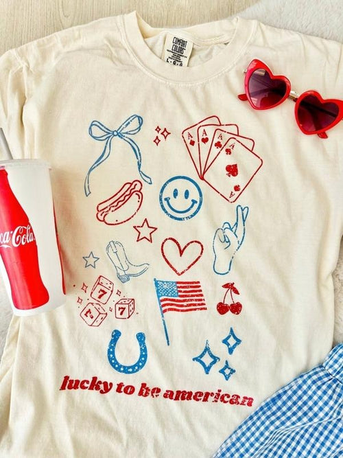 'Lucky To Be American' T-Shirt Hoodie, Sweatshirt | GrindPrints.com