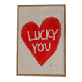 Lucky You Print, Red Heart Print, Trendy Red Print, Playing Card, Gifts For Women Her Bedroom Decor, Poster Prints No...