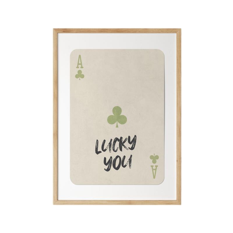 Lucky You Print, Retro Ace Of Clubs Wall Art, Preppy Bar Cart Art, Gifts For Teen Girl Her Art Prints, Poster Prints No...