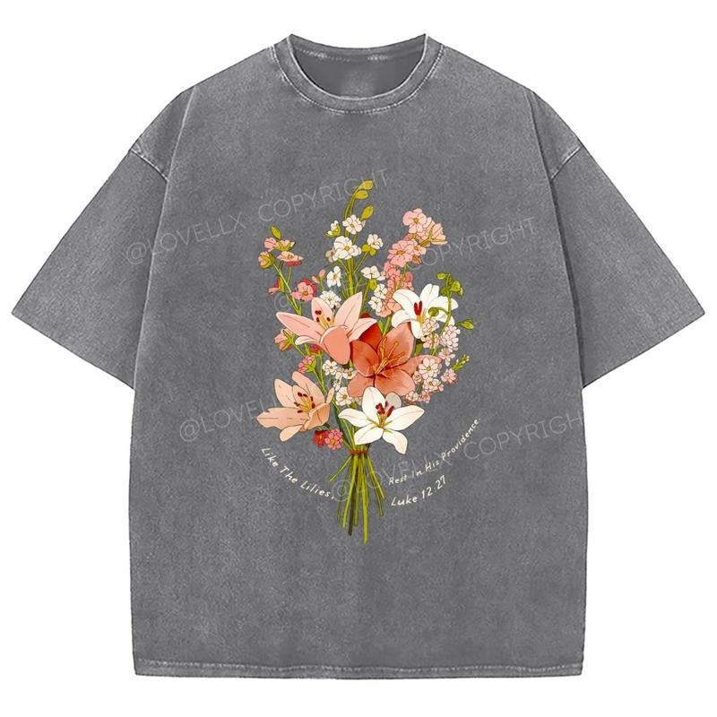Luke 12_27 Unixes Washed T-Shirt, Christian Jesus  t shirts, Vintage 90s Graphic Tee Gift Cotton Top Womenswear Bottom...