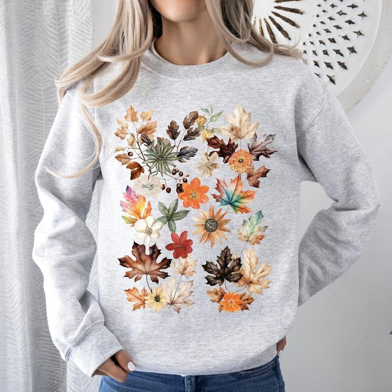 Lush Leaves Artistic Floral Print Sweatshirt T-Shirts, Hoodie | GrindPrints.com