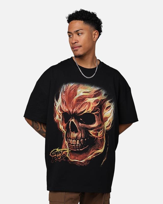 M4rvel Ghost Rider Big Head Vintage Heavyweight T-Shirt Black Trending Movie T shirt Vintage 90s T-shirt gift for Movie...