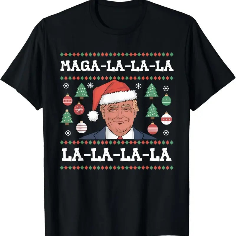 MAGA LA LA LA Donald Trump POTUS 47 Ugly Christmas Sweater T-Shirt Hoodie, Sweatshirt | GrindPrints.com