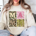 MAMA Camo Pattern Letters Pink Camo Unisex Crewneck Sweatshirt and T-Shirt, Hunting Season Tee Hoodie | GrindPrints.com